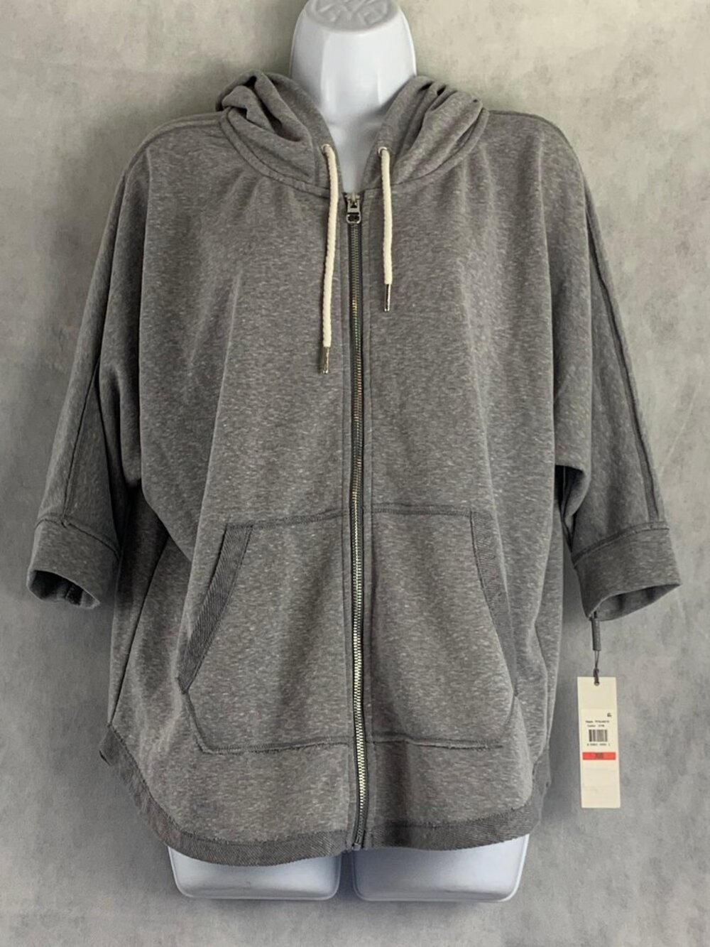 Calvin Klein Performance Women's Dolman Sleeve Full-Zip Active Hoodie, Gray, XS